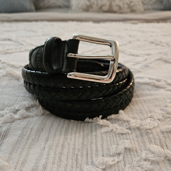 Fossil Maddox Braided Leather Belt Black 36 - Picture 1 of 8